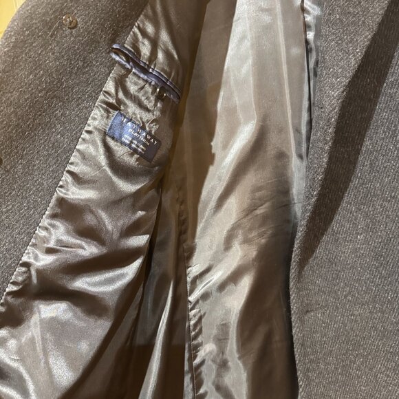 Hathaway Platinum Black Wool Cashmere Overcoat Men’s 44R Italy Fabric Winter - Picture 5 of 10